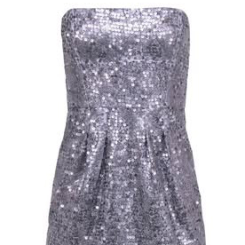 BCBG Maxazria Carole Lilac Mist Metallic All Over Sequin Strapless Dress - Size